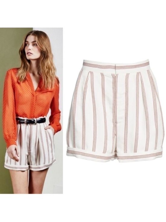 Joie Pants - Joie Carvel High Waist Striped Shorts Porcelain Ivory Size 8 NWT